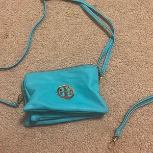 Teal tory burch crossbody bag